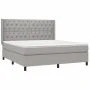 Box spring bed mattress and LED lights light gray fabric 160x200 cm by vidaXL, Beds and slatted bases - Ref: Foro24-3138565, ...