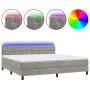 Box spring bed with mattress and LED light gray velvet 200x200 cm by vidaXL, Beds and slatted bases - Ref: Foro24-3134603, Pr...