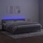 Box spring bed with mattress and LED light gray velvet 200x200 cm by vidaXL, Beds and slatted bases - Ref: Foro24-3134603, Pr...