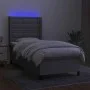 Box spring bed mattress and LED lights light gray fabric 90x200 cm by vidaXL, Beds and slatted bases - Ref: Foro24-3138605, P...
