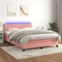 Cama box spring colchón y LED terciopelo rosa 140x200 cm de vidaXL, Camas y somieres - Ref: Foro24-3134410, Precio: 408,47 €,...