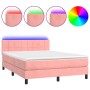 Boxspringbett mit Matratze und LED-Rosa-Samt 140x200 cm von vidaXL, Betten und Lattenroste - Ref: Foro24-3134410, Preis: 414,...