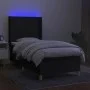 Box spring bed mattress and LED lights black fabric 90x190 cm by vidaXL, Beds and slatted bases - Ref: Foro24-3138679, Price:...
