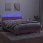 Box spring bed with mattress and LED pink velvet 140x190 cm by vidaXL, Beds and slatted bases - Ref: Foro24-3134644, Price: 4...