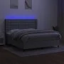 Box spring bed mattress and LED lights light gray fabric 180x200 cm by vidaXL, Beds and slatted bases - Ref: Foro24-3138653, ...