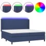 Box spring bed mattress and LED lights blue fabric 200x200 cm by vidaXL, Beds and slatted bases - Ref: Foro24-3138187, Price:...