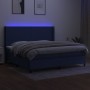 Box spring bed mattress and LED lights blue fabric 200x200 cm by vidaXL, Beds and slatted bases - Ref: Foro24-3138187, Price:...