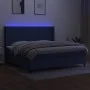 Boxspringbettmatratze und LED-Leuchten aus blauem Stoff 200x200 cm von vidaXL, Betten und Lattenroste - Ref: Foro24-3138187, ...
