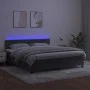 Box spring bed with mattress and LED dark gray velvet 160x200 cm by vidaXL, Beds and slatted bases - Ref: Foro24-3134652, Pri...