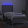 Box spring bed mattress and LED lights light gray fabric 100x200 cm by vidaXL, Beds and slatted bases - Ref: Foro24-3138693, ...
