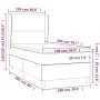 Box spring bed mattress and LED lights light gray fabric 100x200 cm by vidaXL, Beds and slatted bases - Ref: Foro24-3138693, ...