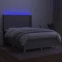 Box spring bed mattress and LED lights light gray fabric 140x200 cm by vidaXL, Beds and slatted bases - Ref: Foro24-3138717, ...