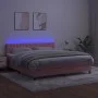 Box spring bed with mattress and LED pink velvet 180x200 cm by vidaXL, Beds and slatted bases - Ref: Foro24-3134602, Price: 5...