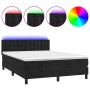 Box spring bed with mattress and LED black velvet 140x190 cm by vidaXL, Beds and slatted bases - Ref: Foro24-3134641, Price: ...