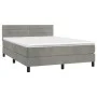 Box spring bed with mattress and LED light gray velvet 140x200 cm by vidaXL, Beds and slatted bases - Ref: Foro24-3134465, Pr...