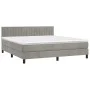 Box spring bed with mattress and LED light gray velvet 180x200 cm by vidaXL, Beds and slatted bases - Ref: Foro24-3134537, Pr...