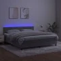 Box spring bed with mattress and LED light gray velvet 180x200 cm by vidaXL, Beds and slatted bases - Ref: Foro24-3134537, Pr...