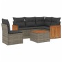 Set de muebles de jardín 6 pzas y cojines ratán sintético gris