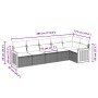 Set de sofás de jardín 6 piezas y cojines ratán sintético negro
