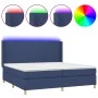 Cama box spring colchón y luces LED tela azul 200x200 cm de vidaXL, Camas y somieres - Ref: Foro24-3138747, Precio: 641,14 €,...
