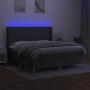Boxspringbettmatratze und LED-Leuchten dunkelgrauer Stoff 160x200 cm von vidaXL, Betten und Lattenroste - Ref: Foro24-3138726...