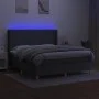 Boxspringbettmatratze und LED-Leuchten dunkelgrauer Stoff 160x200 cm von vidaXL, Betten und Lattenroste - Ref: Foro24-3138726...