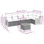 Set de comedor de jardín 7 pzas y cojines ratán sintético negro