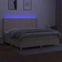 Box spring bed mattress and LED lights cream fabric 200x200 cm by vidaXL, Beds and slatted bases - Ref: Foro24-3138746, Price...