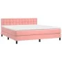Box spring bed with mattress and LED pink velvet 160x200 cm by vidaXL, Beds and slatted bases - Ref: Foro24-3134656, Price: 4...