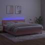 Box spring bed with mattress and LED pink velvet 160x200 cm by vidaXL, Beds and slatted bases - Ref: Foro24-3134656, Price: 4...