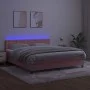 Box spring bed with mattress and LED pink velvet 160x200 cm by vidaXL, Beds and slatted bases - Ref: Foro24-3134656, Price: 4...