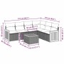 Set de comedor de jardín 7 pzas y cojines ratán sintético negro