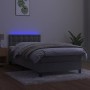 Box spring bed with mattress and LED light gray velvet 100x200 cm by vidaXL, Beds and slatted bases - Ref: Foro24-3134627, Pr...