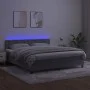 Box spring bed with mattress and LED light gray velvet 160x200 cm by vidaXL, Beds and slatted bases - Ref: Foro24-3134651, Pr...