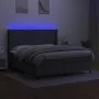 Box spring bed mattress and LED lights dark gray fabric 180x200 cm by vidaXL, Beds and slatted bases - Ref: Foro24-3138174, P...