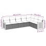 Set de comedor de jardín 7 pzas y cojines ratán sintético negro