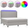 Box spring bed mattress and LED lights light gray fabric 160x200 cm by vidaXL, Beds and slatted bases - Ref: Foro24-3138165, ...