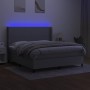 Box spring bed mattress and LED lights light gray fabric 160x200 cm by vidaXL, Beds and slatted bases - Ref: Foro24-3138165, ...