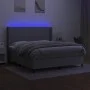 Box spring bed mattress and LED lights light gray fabric 160x200 cm by vidaXL, Beds and slatted bases - Ref: Foro24-3138165, ...