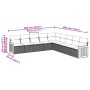 Set de sofás de jardín 8 piezas y cojines ratán sintético negro