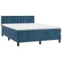 Box spring bed with mattress and LED dark blue velvet 140x190 cm by vidaXL, Beds and slatted bases - Ref: Foro24-3134643, Pri...