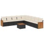 Set de sofás de jardín 10 pzas cojines ratán sintético negro