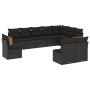 Set de sofás de jardín 10 pzas cojines ratán sintético negro