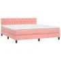Box spring bed with mattress and LED pink velvet 160x200 cm by vidaXL, Beds and slatted bases - Ref: Foro24-3134596, Price: 4...