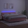 Box spring bed with mattress and LED pink velvet 160x200 cm by vidaXL, Beds and slatted bases - Ref: Foro24-3134596, Price: 4...