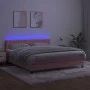 Box spring bed with mattress and LED pink velvet 160x200 cm by vidaXL, Beds and slatted bases - Ref: Foro24-3134596, Price: 4...