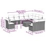 Set de sofás de jardín 11 pzas y cojines ratán sintético negro