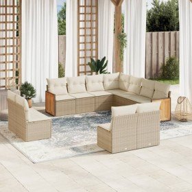 Set de sofás de jardín 11pzas con cojines ratán sintético beige en Conjuntos de jardín | Comprar online en Foro24