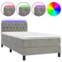Box spring bed with mattress and LED light gray velvet 90x200 cm by vidaXL, Beds and slatted bases - Ref: Foro24-3134561, Pri...