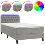 Cama box spring colchón y LED terciopelo gris claro 90x200 cm de vidaXL, Camas y somieres - Ref: Foro24-3134561, Precio: 306,...